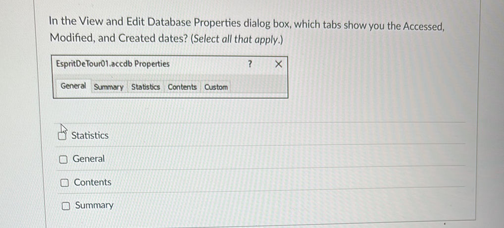 In the View and Edit Database Properties