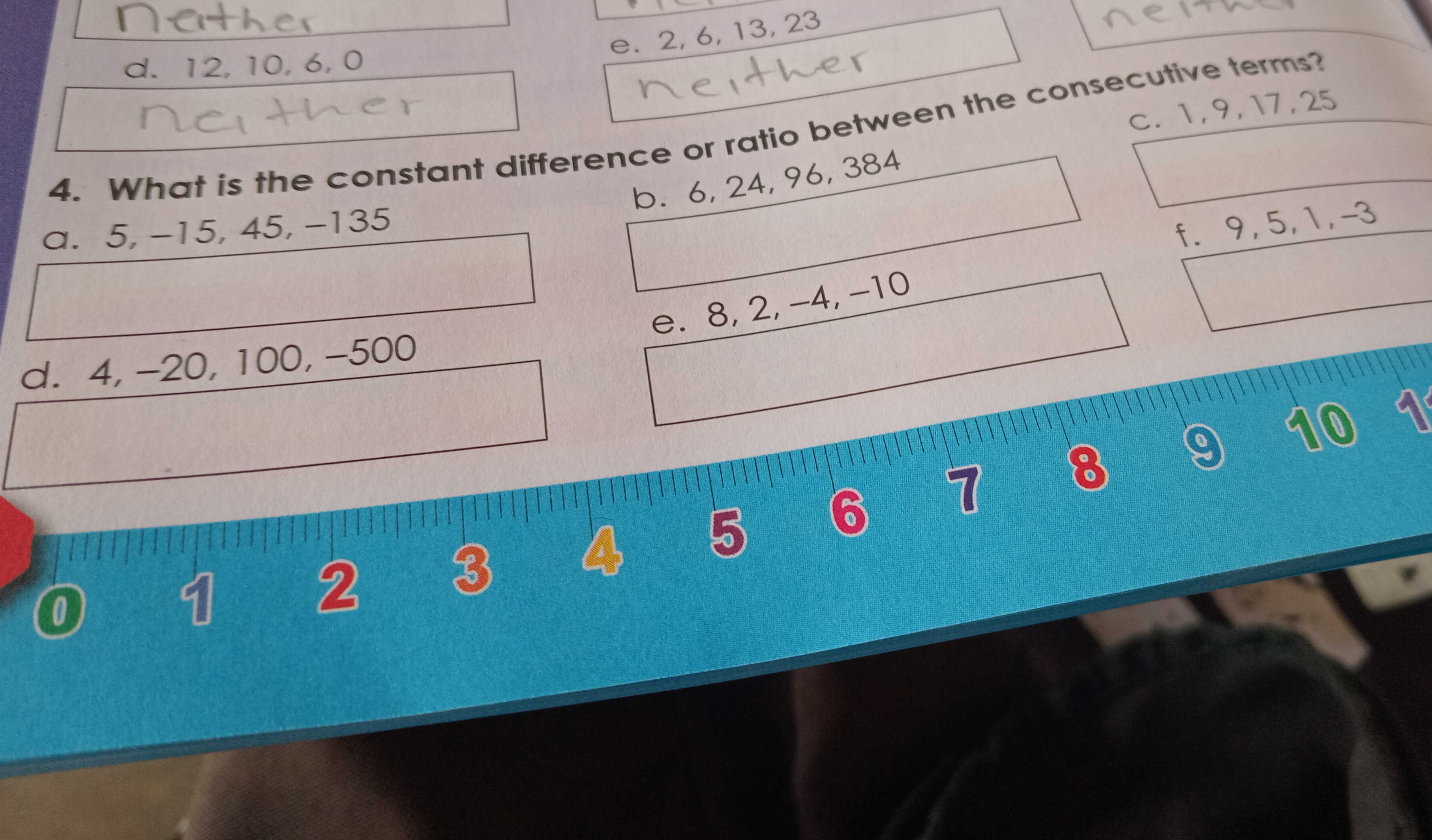 Constant Difference Math Game 4. What is the constant difference or ratio | StudyX