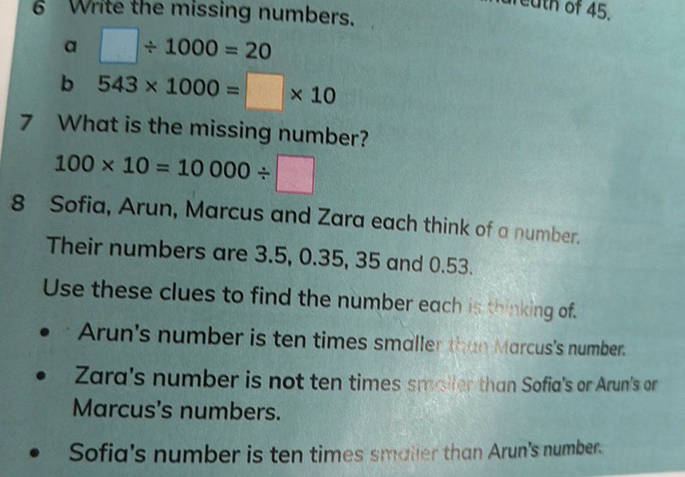Math Not Ten 6 Write the missing numbers. a $ { } 1000 | StudyX