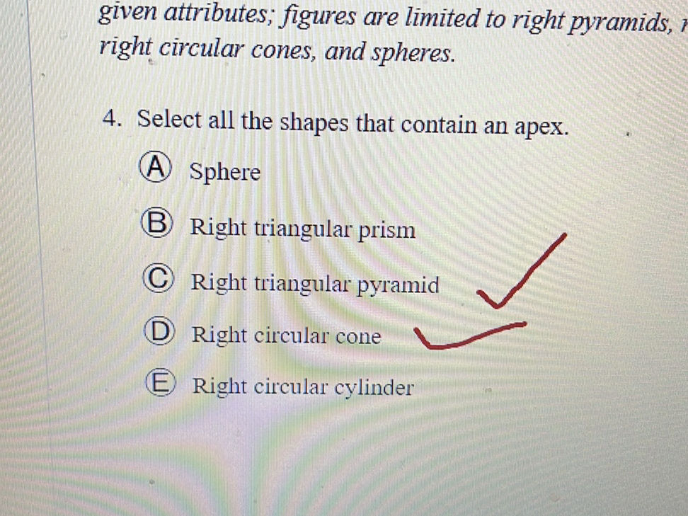 4. Select all the shapes that contain an | StudyX