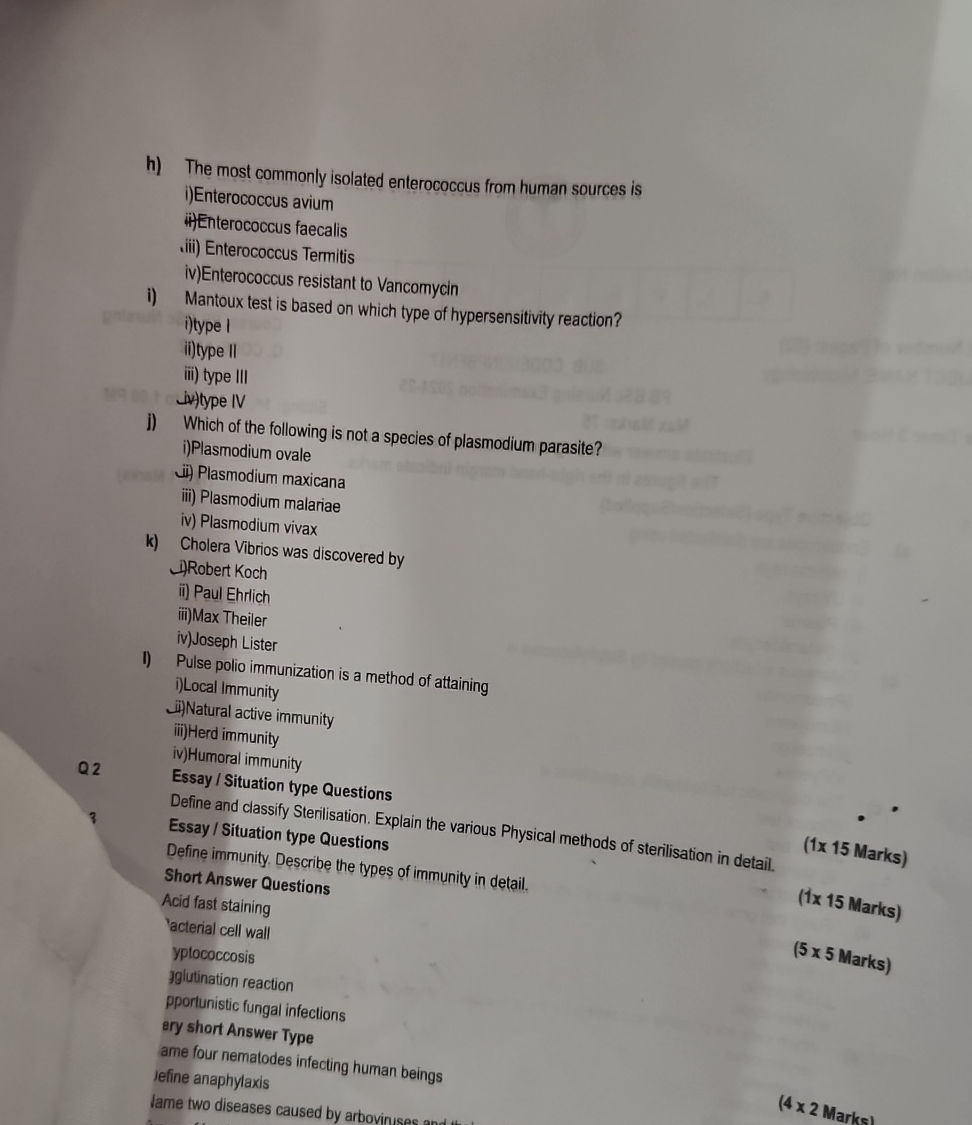 h) The most commonly isolated enterococcus | StudyX