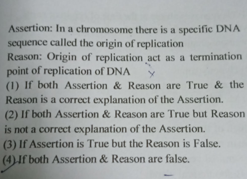 Assertion: In a chromosome there is a | StudyX