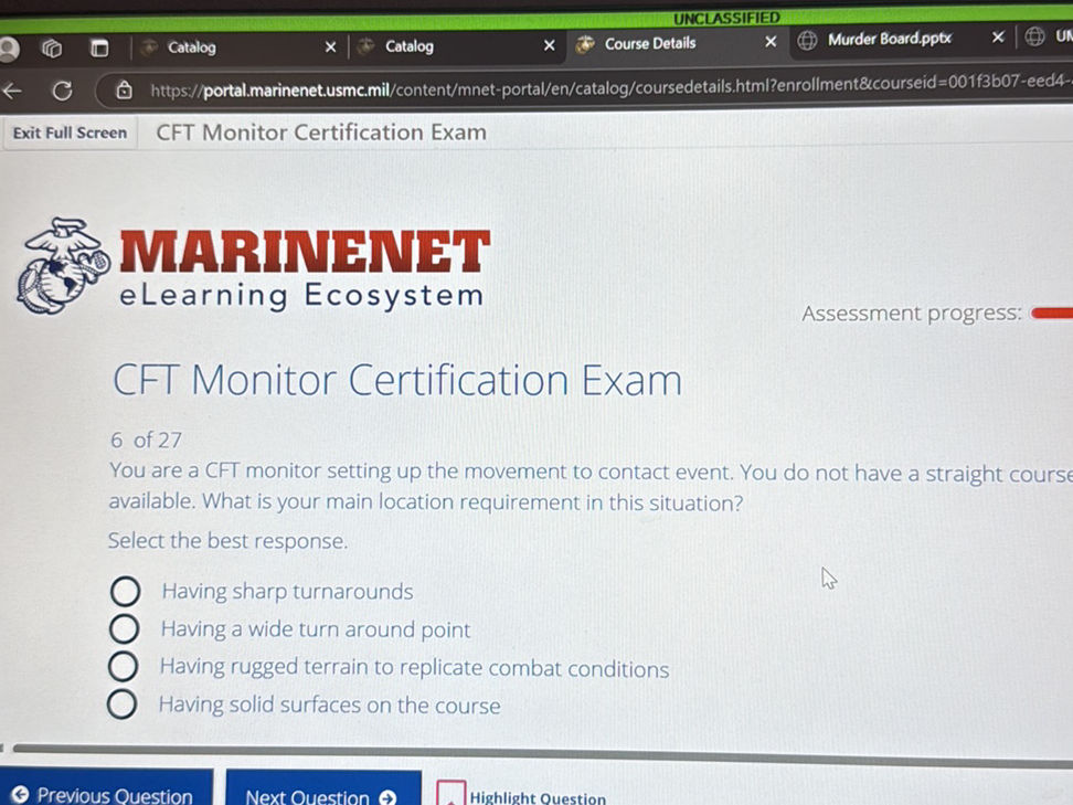 You are a CFT monitor setting up the