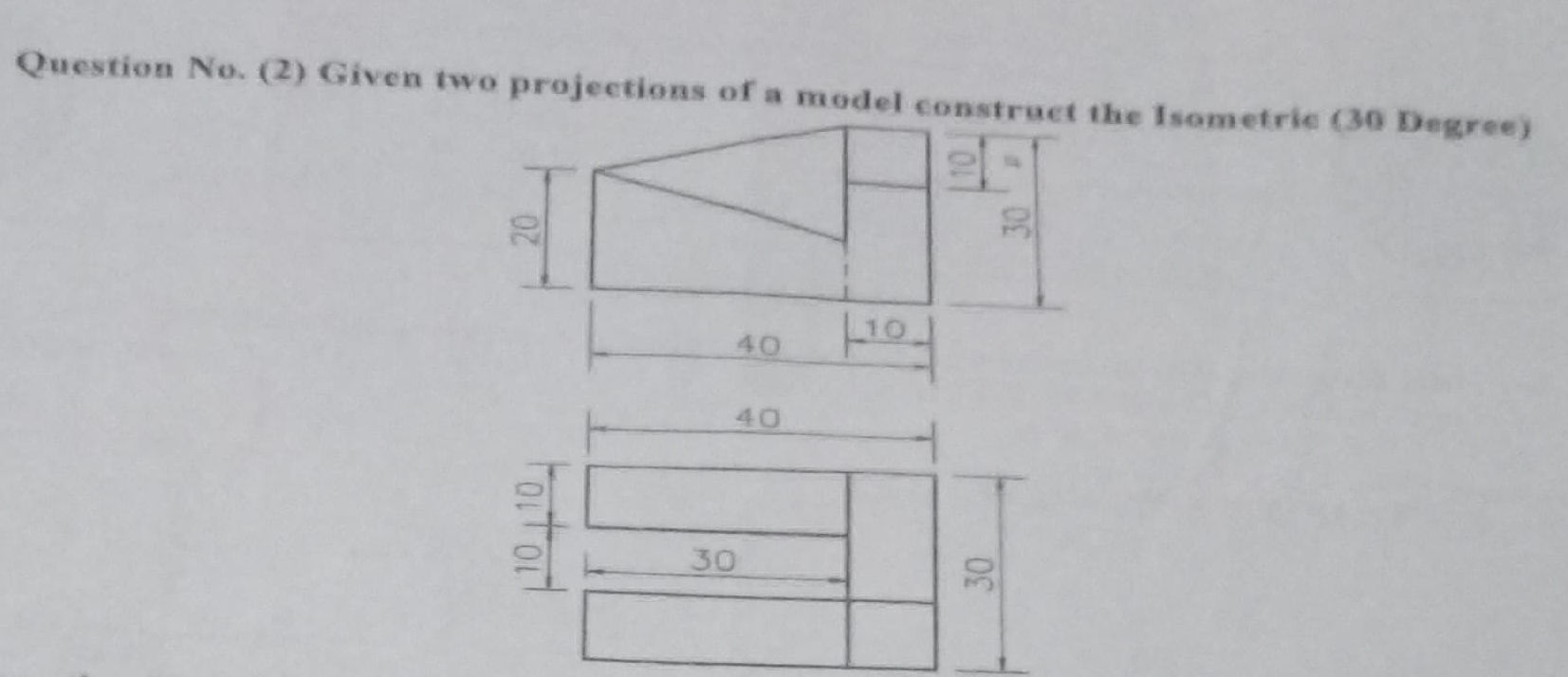 Projection Example Calculus 2 Question No. (2) Given two projections of a | StudyX