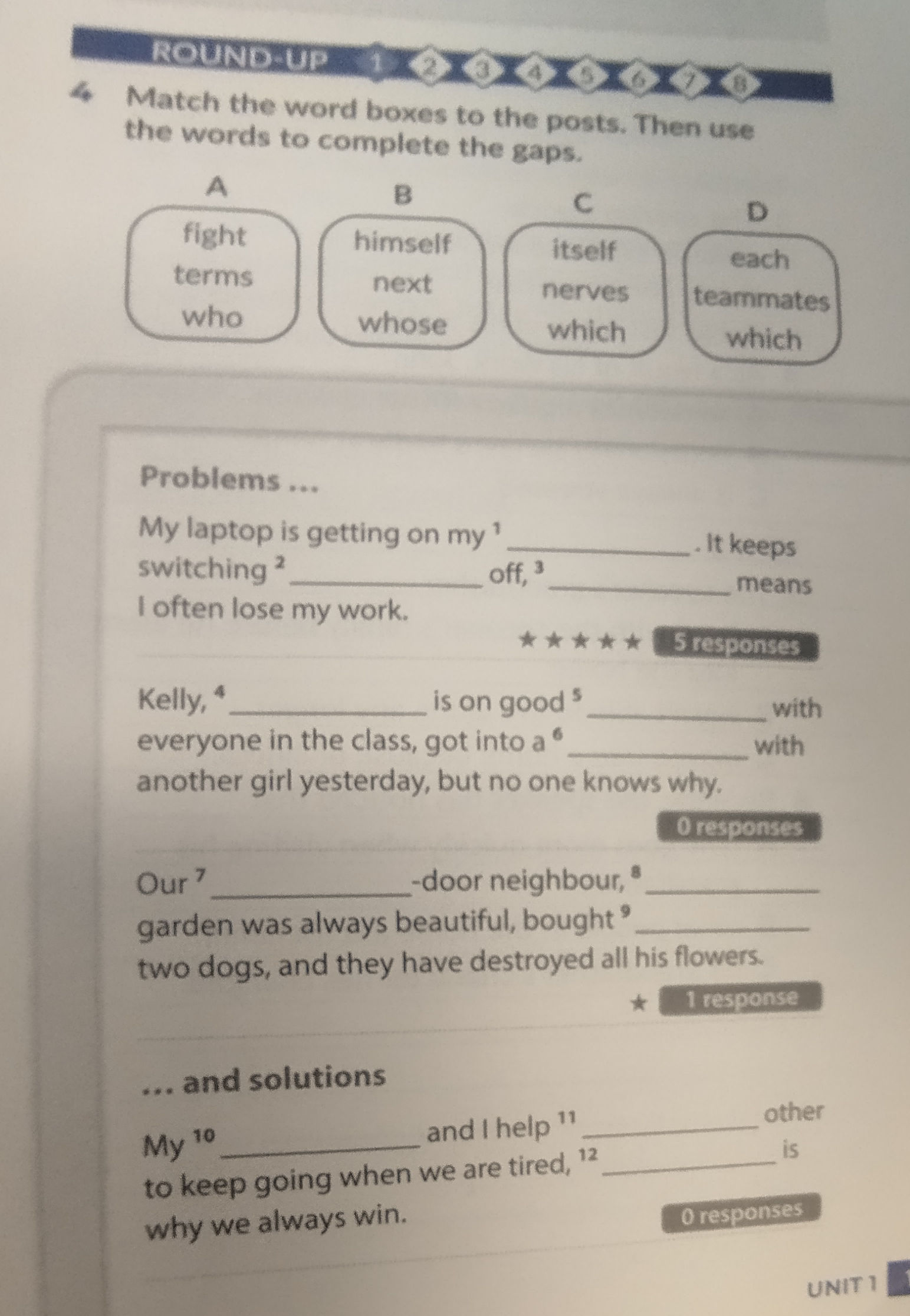 Match the word boxes to the posts. Then use | StudyX