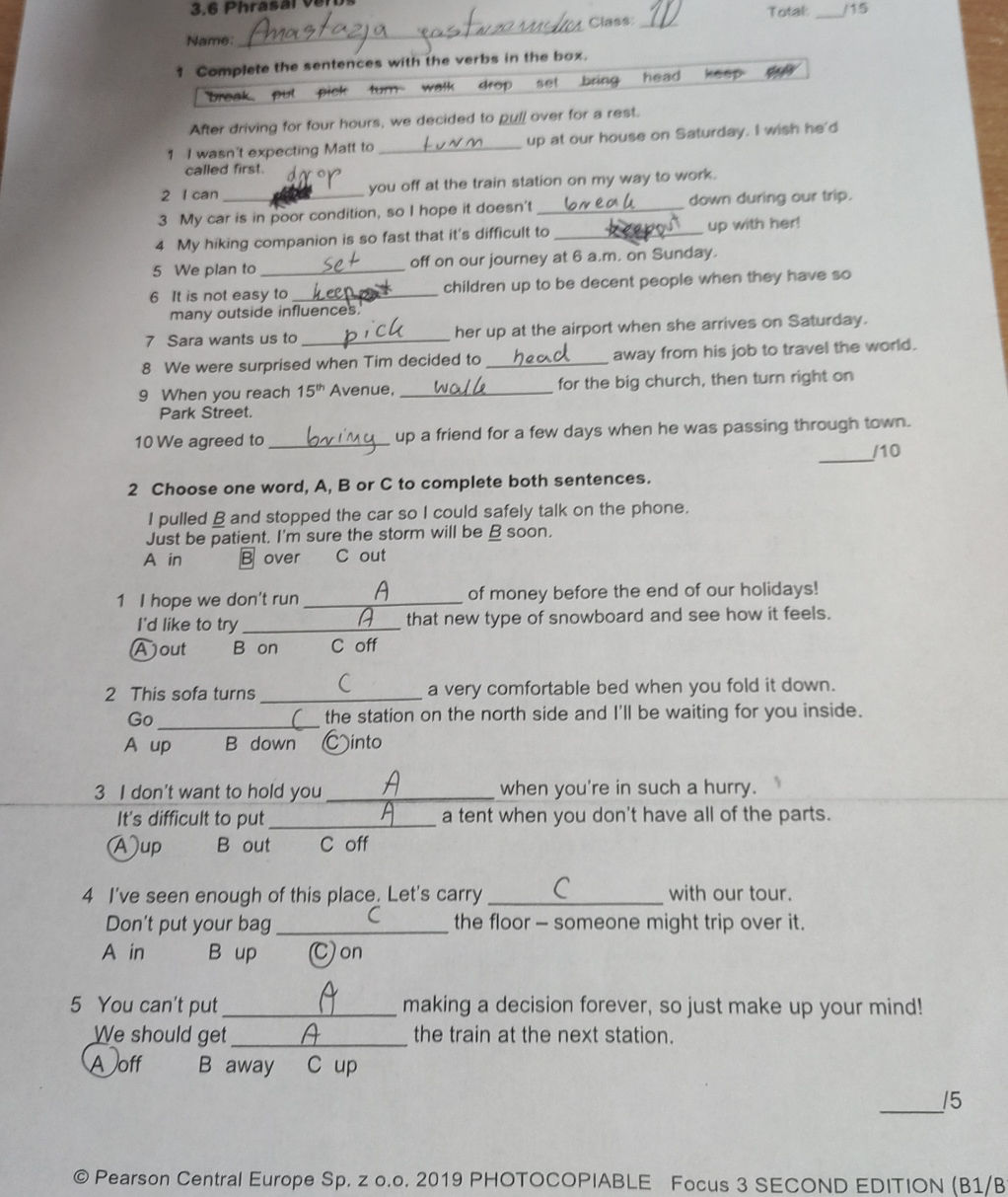 3. 6 Phrasal verbs 1 Complete the | StudyX
