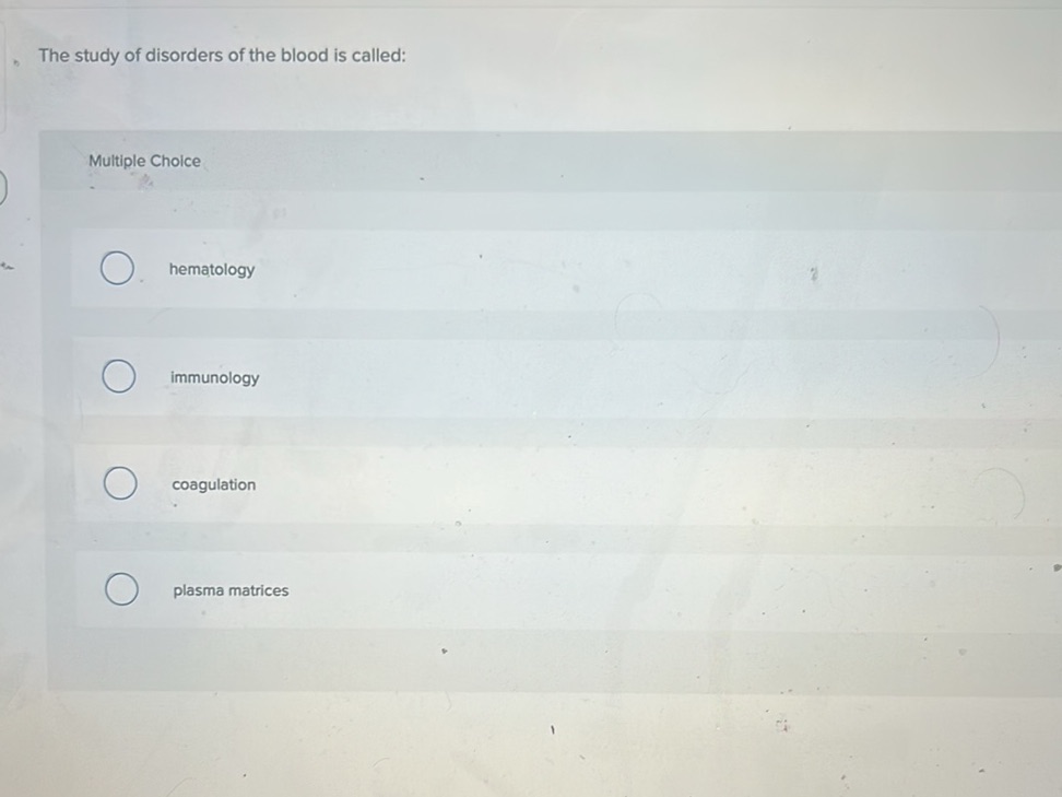 The study of disorders of the blood is