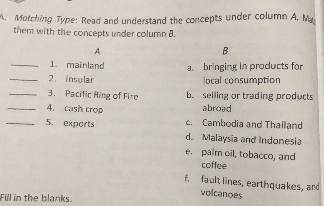 A. Matching Type: Read and understand the
