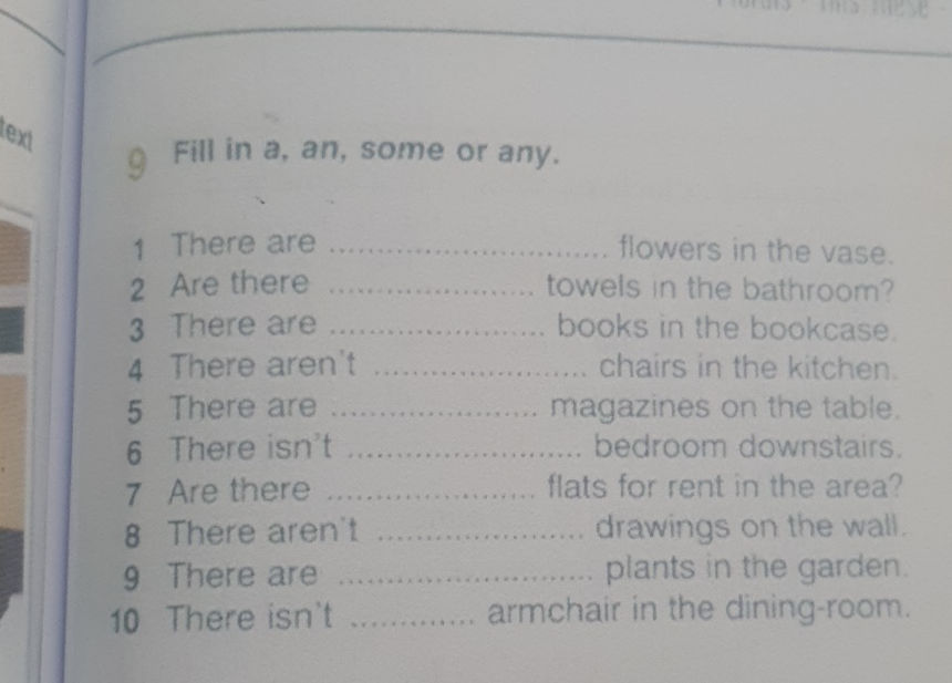 Fill in a, an, some or any. 1 There are | StudyX