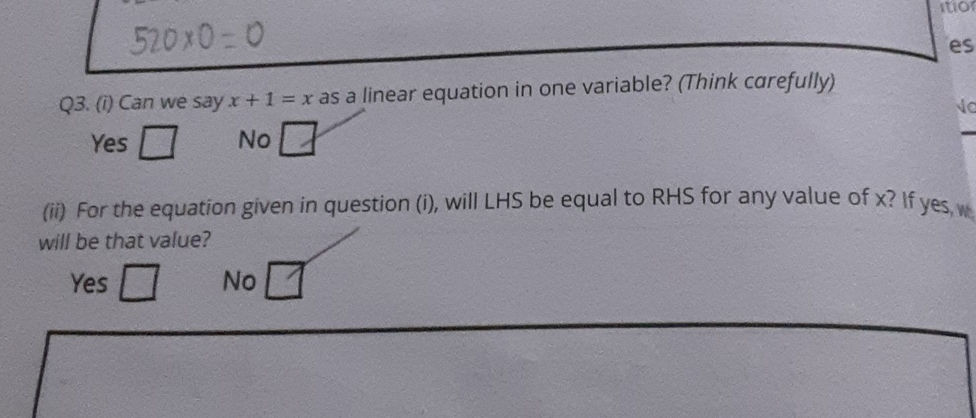 Q3. (i) Can we say x + 1 = x as a linear | StudyX