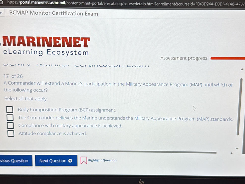 17 of 26 A Commander will extend a Marine's