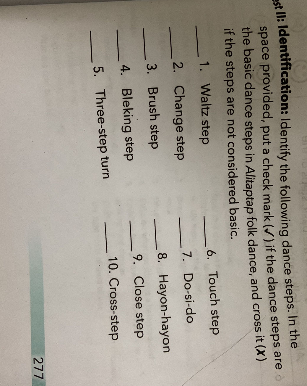 Identify the following dance steps. In the | StudyX