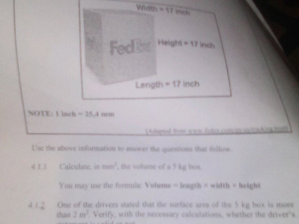 Width = 17 inch Height = 17 inch Length = 17 | StudyX