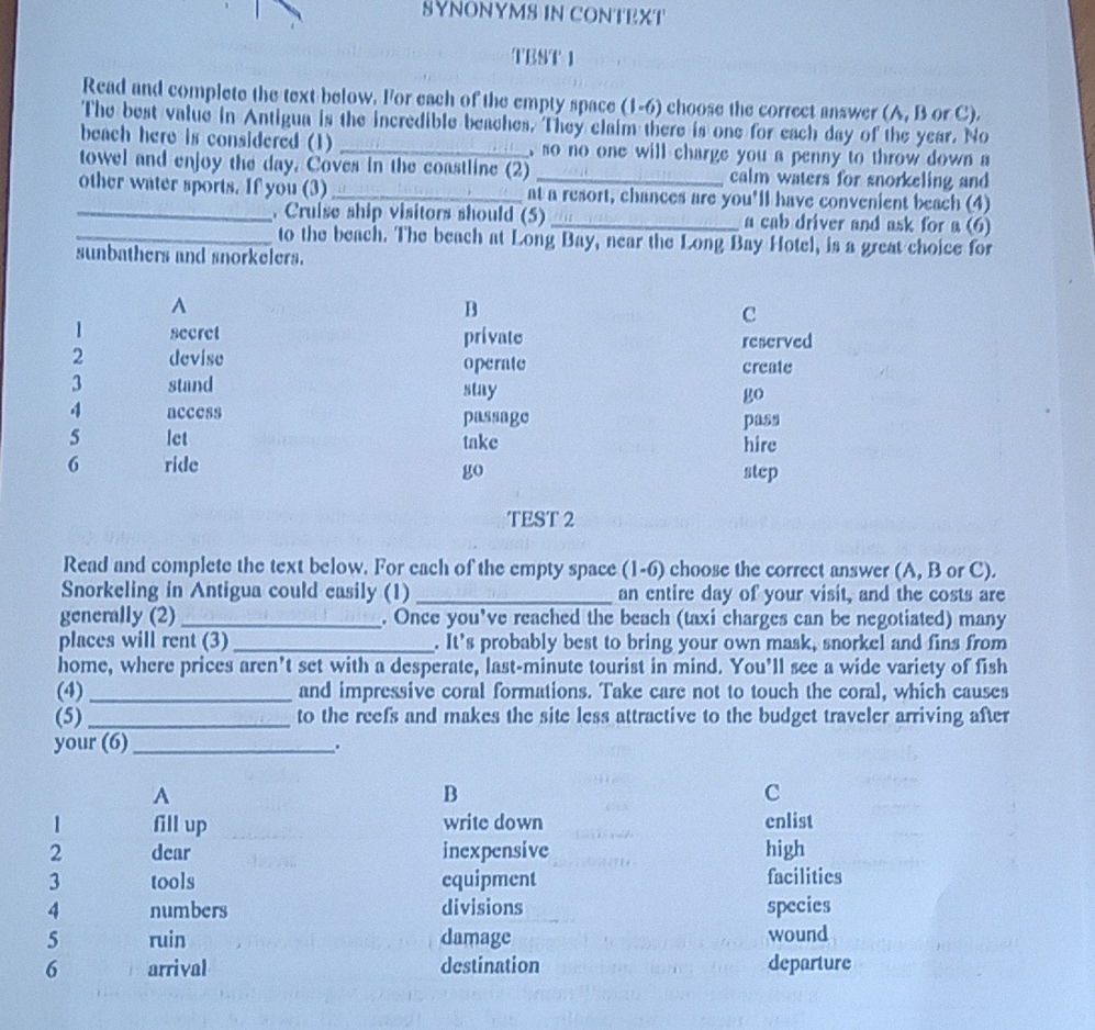 TEST 1 Read and complete the text below. For | StudyX