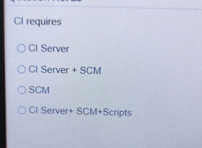 Cl requires O CI Server O CI Server + SCM O | StudyX