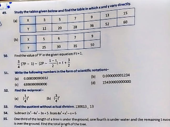 49. Study the tables given below and find | StudyX