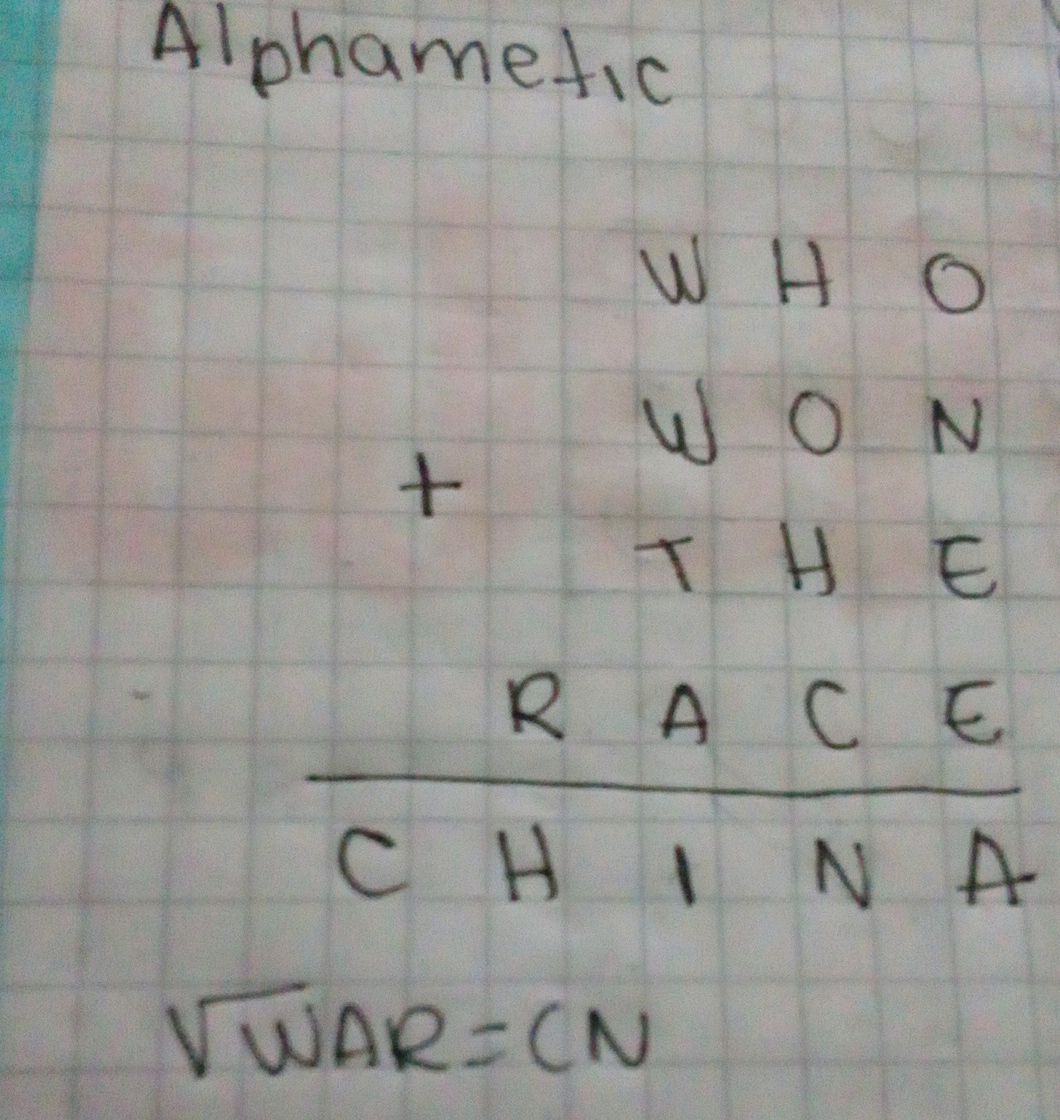 Alphametic ``` WHO O + WON N THE E | StudyX