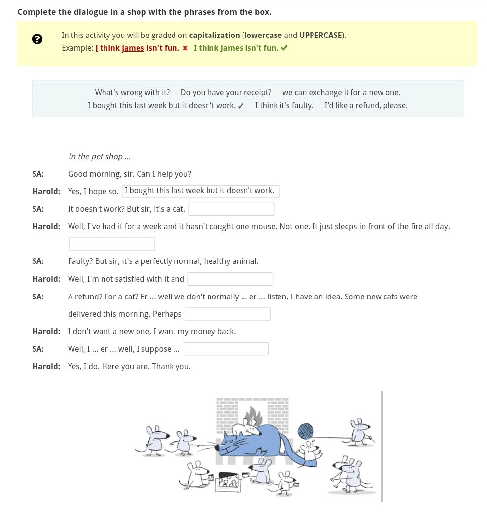 Complete the dialogue in a shop with the | StudyX