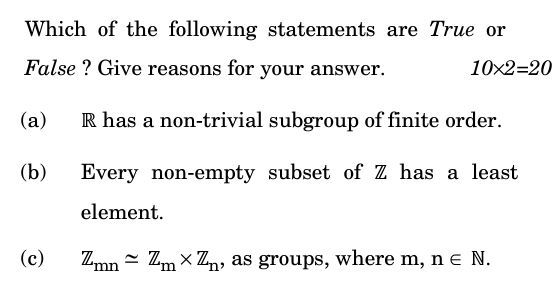 Which of the following statements are True | StudyX