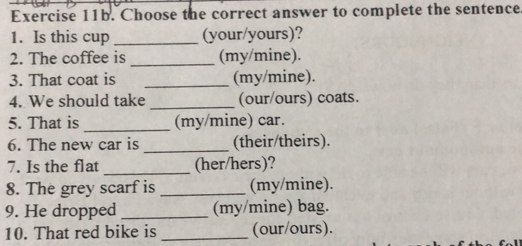 Exercise 11b. Choose the correct answer to | StudyX
