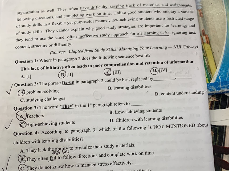 Paragraph Based Questions Ii Question 1: Where in paragraph 2 does the | StudyX