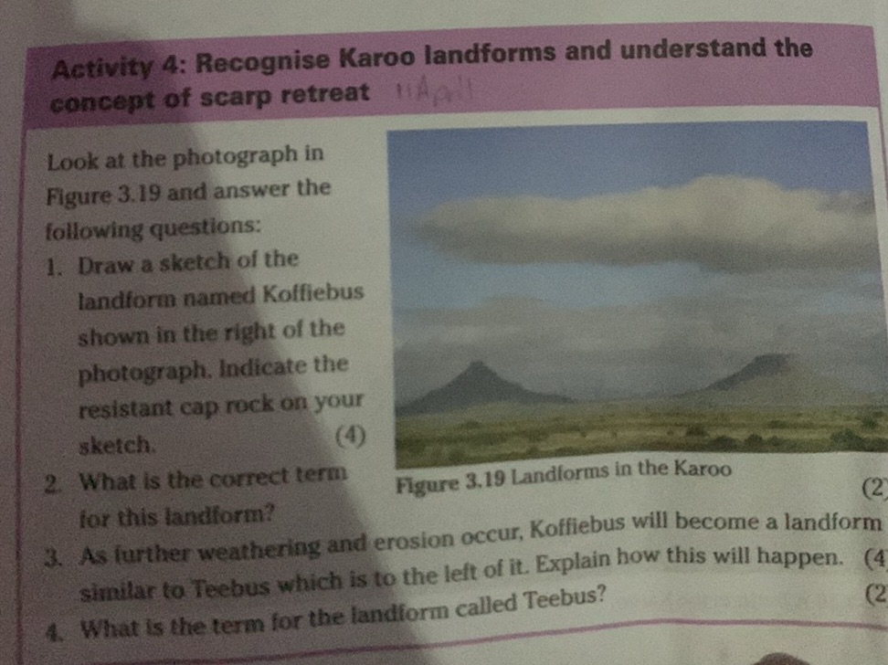 Teebus Activity 4: Recognise Karoo landforms and | StudyX