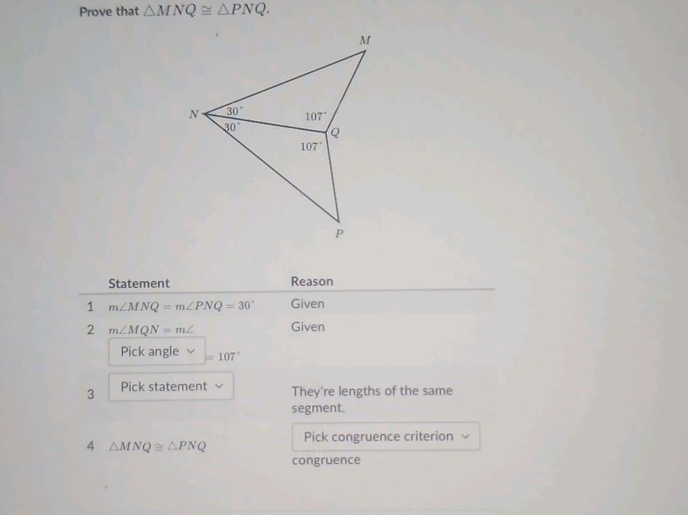 Tutorial Pnq Prove that $ MNQ PNQ$. | Statement | | StudyX