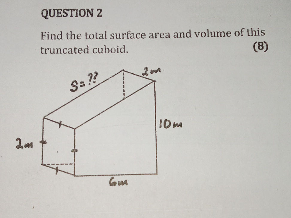 Truncated Rounded Rectangle Volume QUESTION 2 Find the total surface area and | StudyX