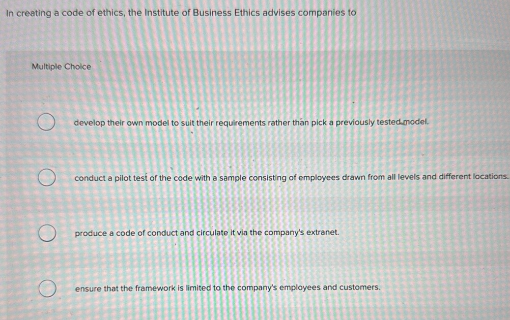 In creating a code of ethics, the Institute