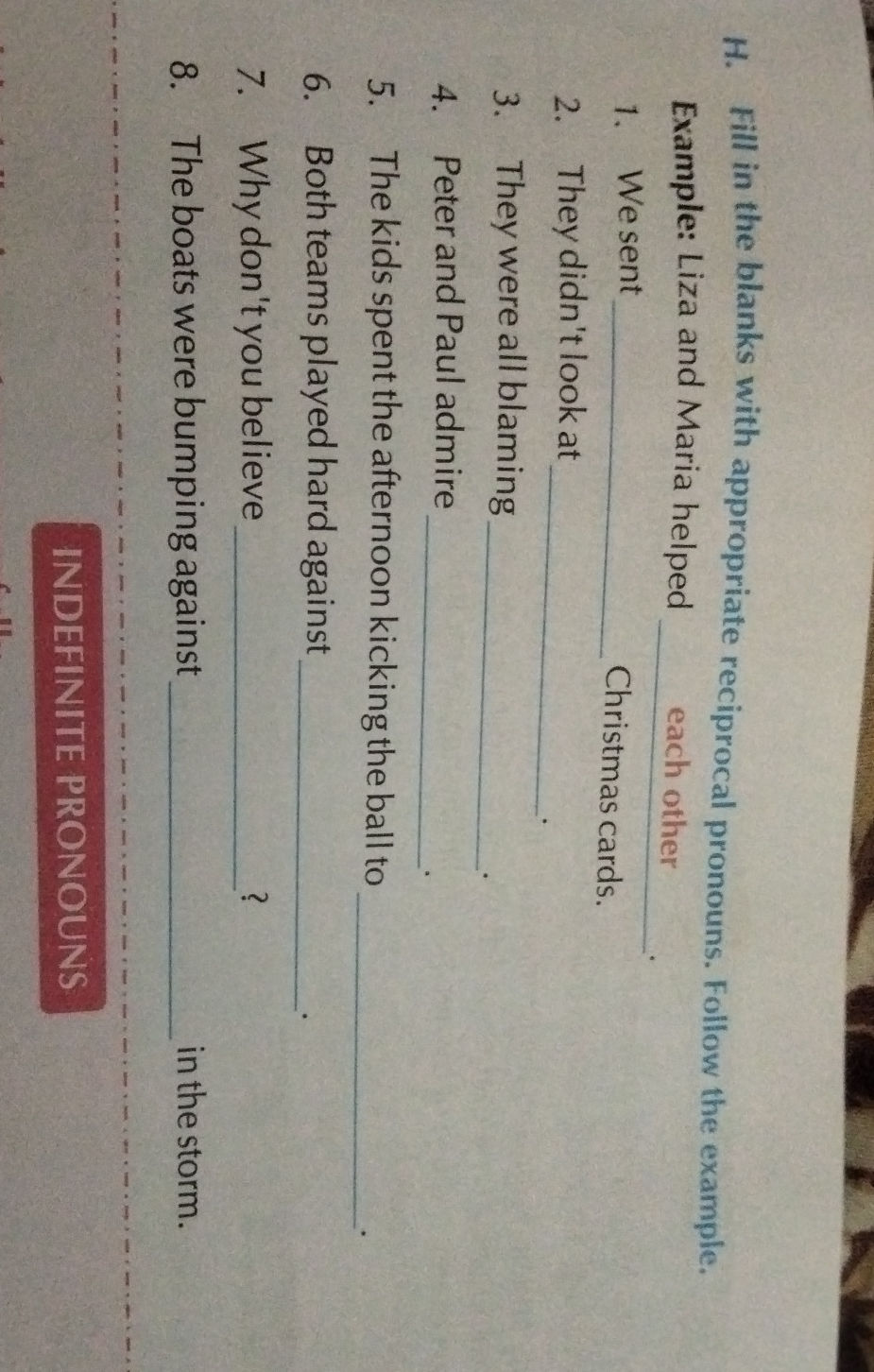 H. Fill in the blanks with appropriate | StudyX