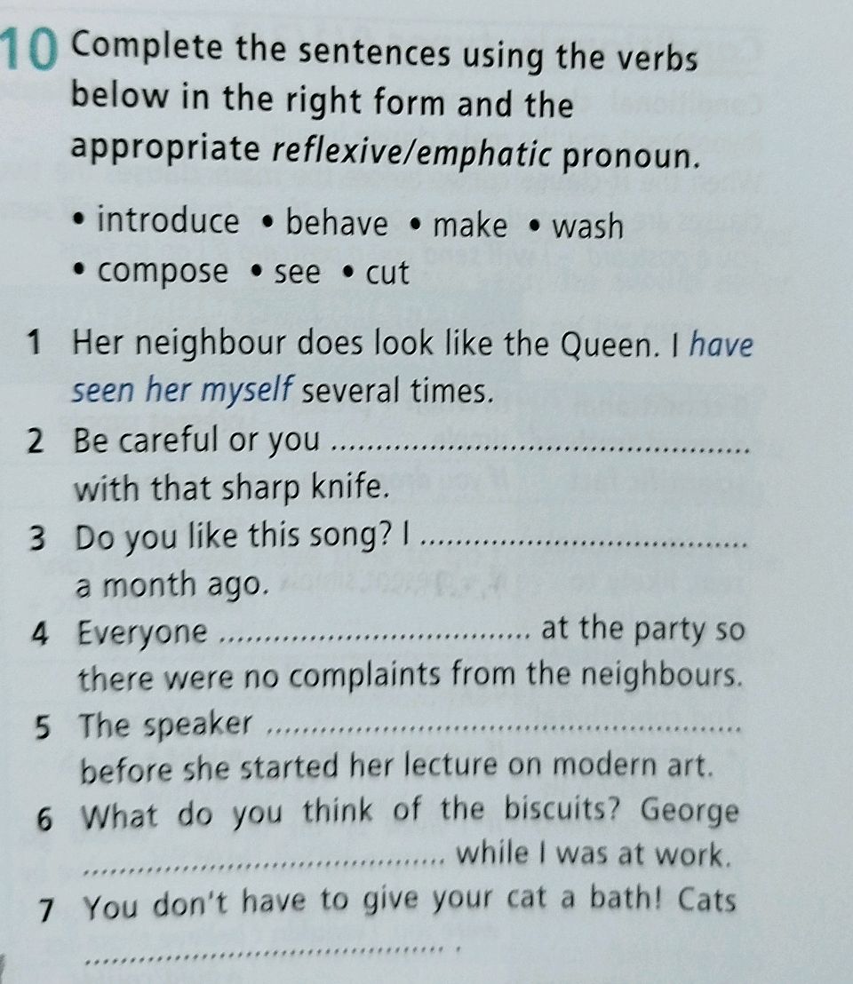 10 Complete the sentences using the verbs | StudyX