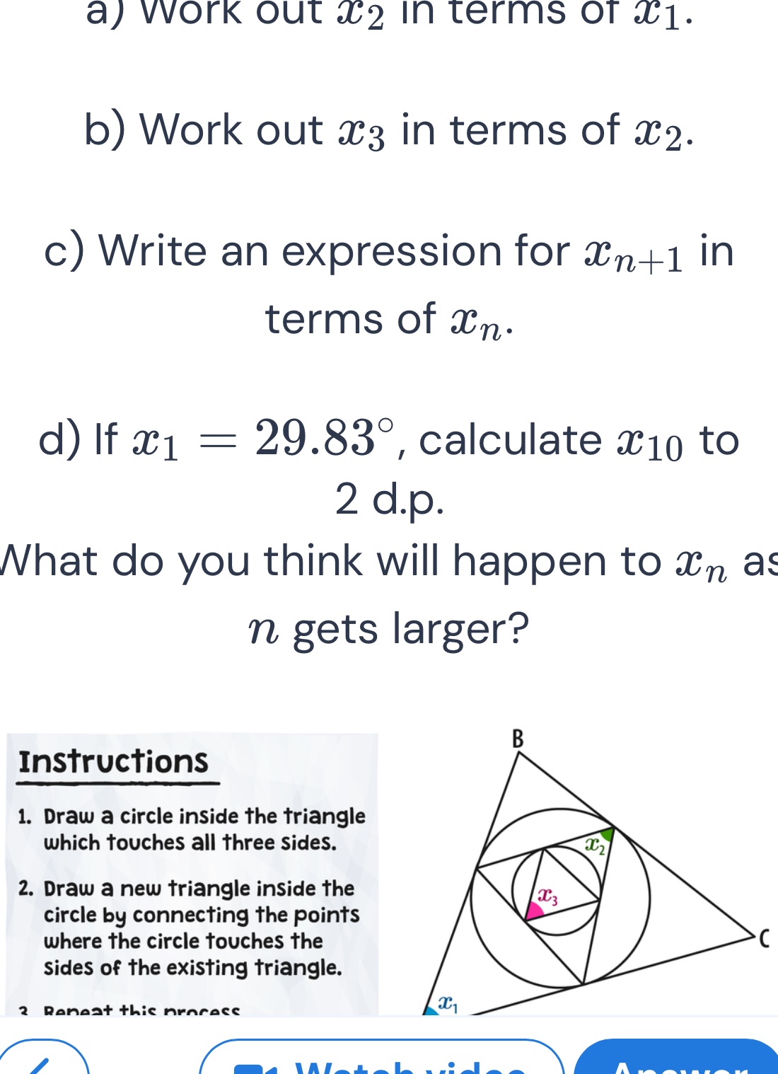 Work Our X Examplea a) Work out $x_2$ in terms of $x_1$. b) | StudyX