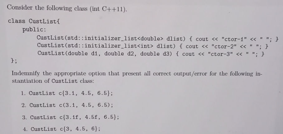 Consider the following class (int C++11). | StudyX