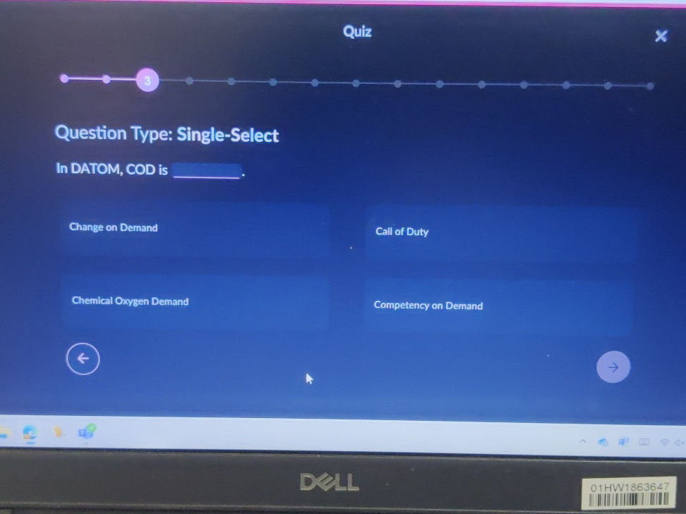 In DATOM, COD is Change on Demand Call of | StudyX