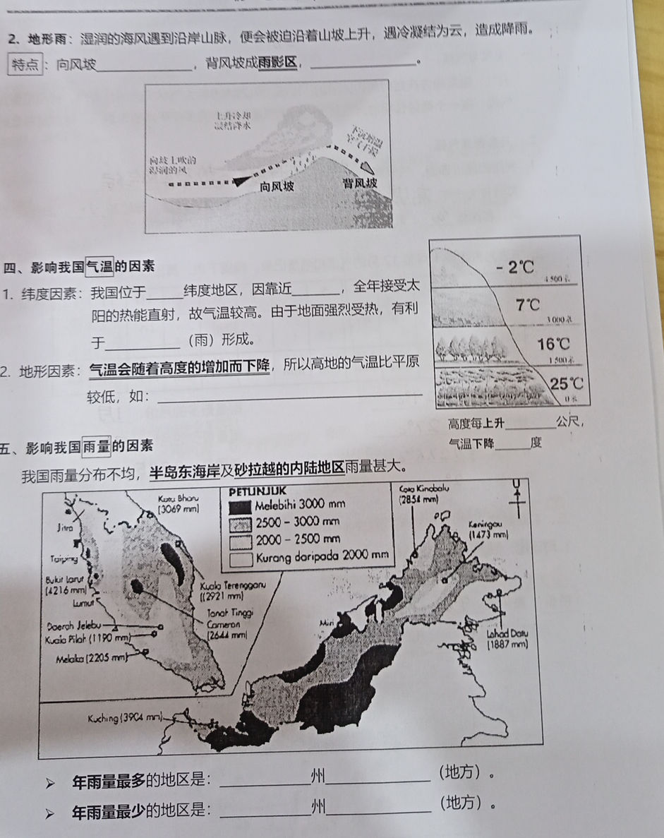 2. 地形雨: 湿润的海风遇到沿岸山脉, 便会被迫沿着山坡上升, 遇冷凝结为云, | StudyX