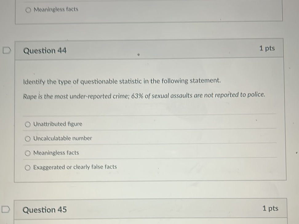 Question 44 Identify the type of | StudyX