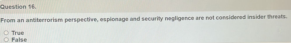 Question 16. From an antiterrorism | StudyX