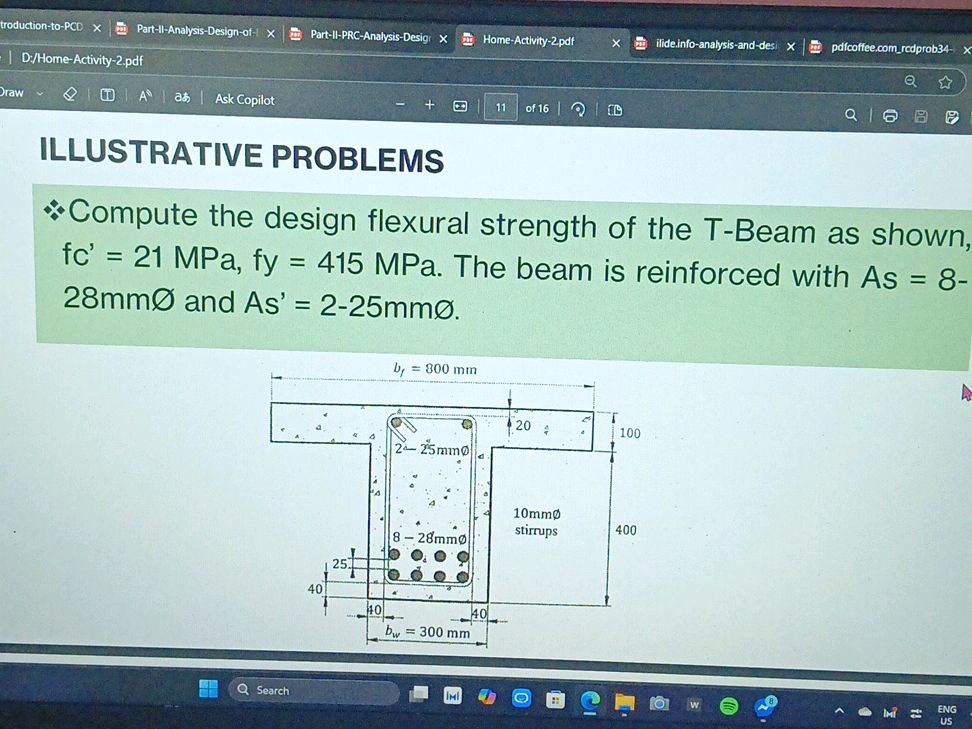 Compute the design flexural strength of the