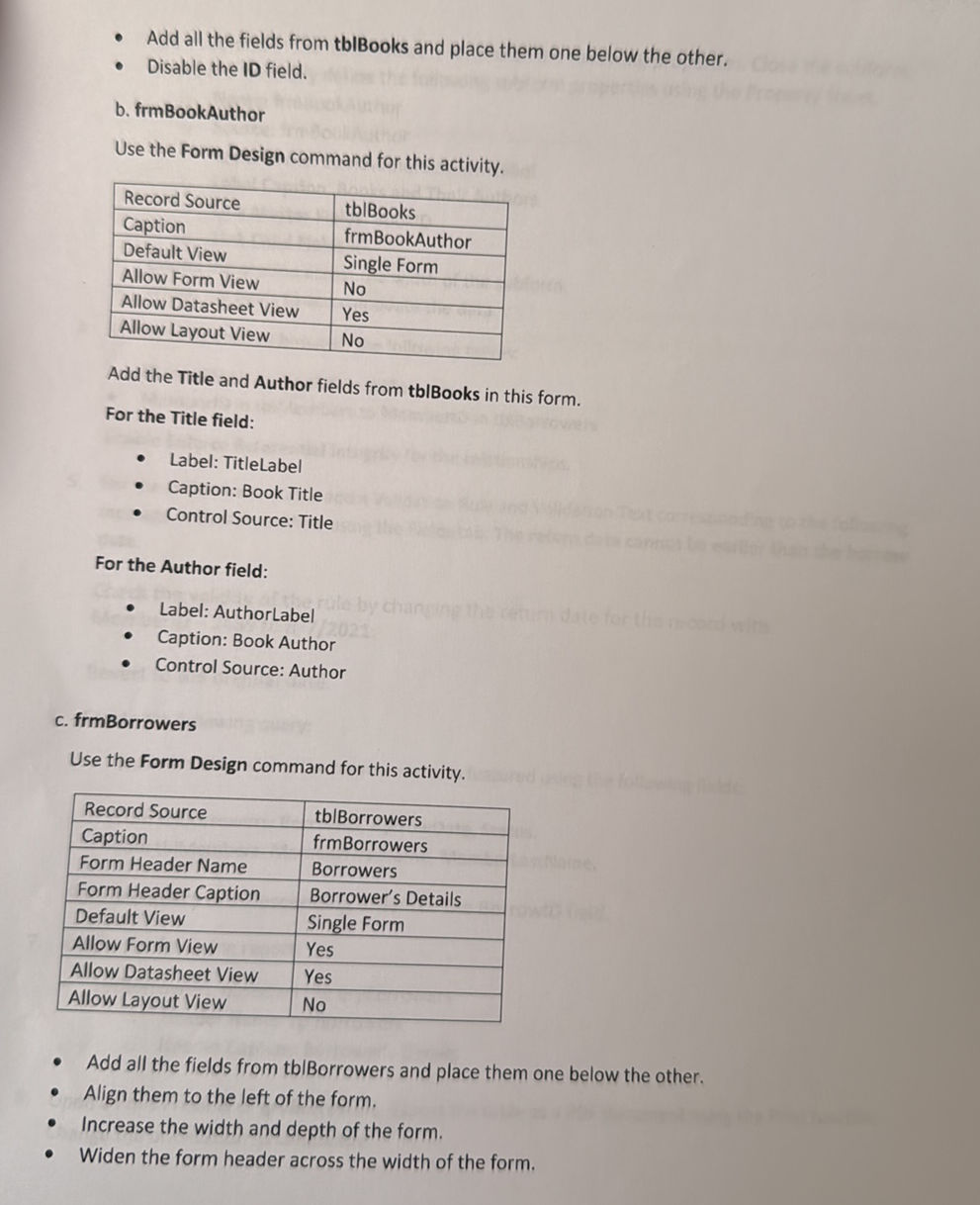 Add all the fields from tblBooks and place