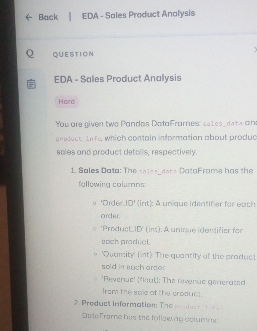 EDA - Sales Product Analysis You are given | StudyX