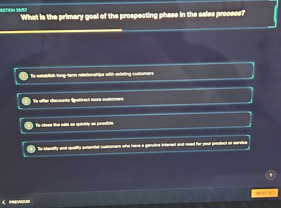 What is the primary goal of the prospecting | StudyX