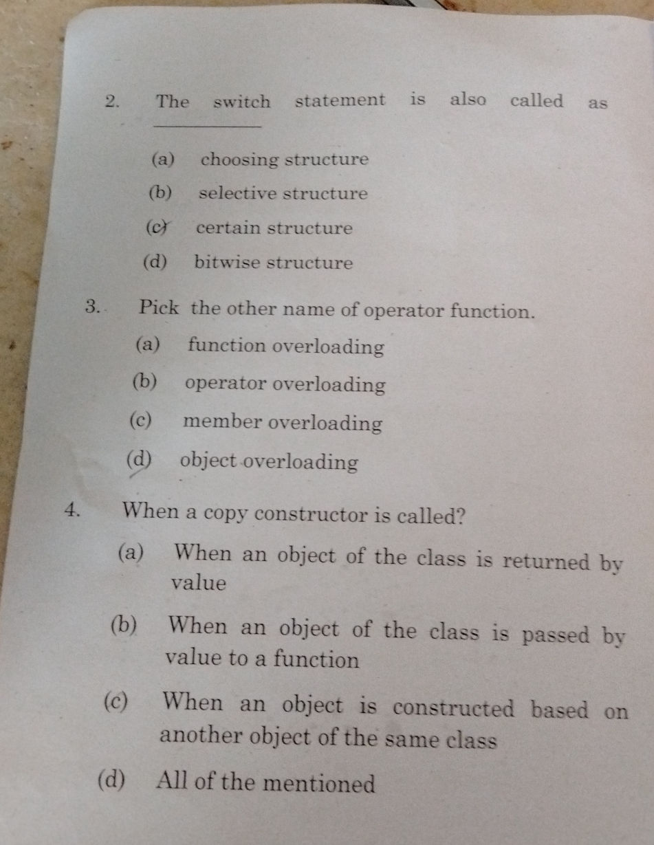 2. The switch statement is also called as | StudyX