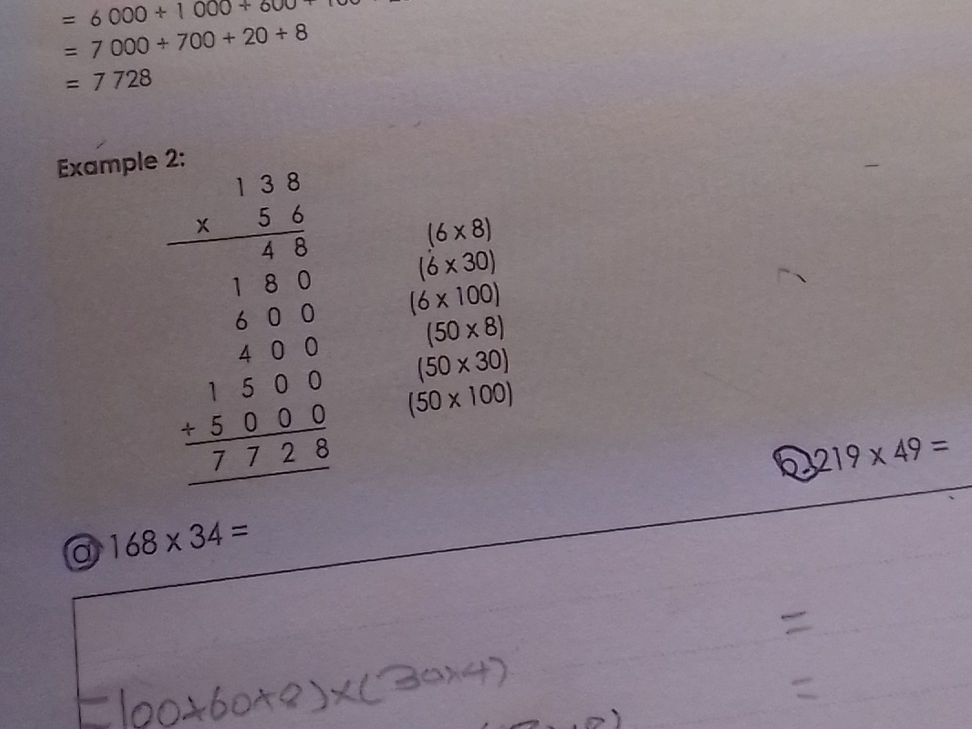 Example 2: ``` 138 x 56 ---- 48 (6 x | StudyX