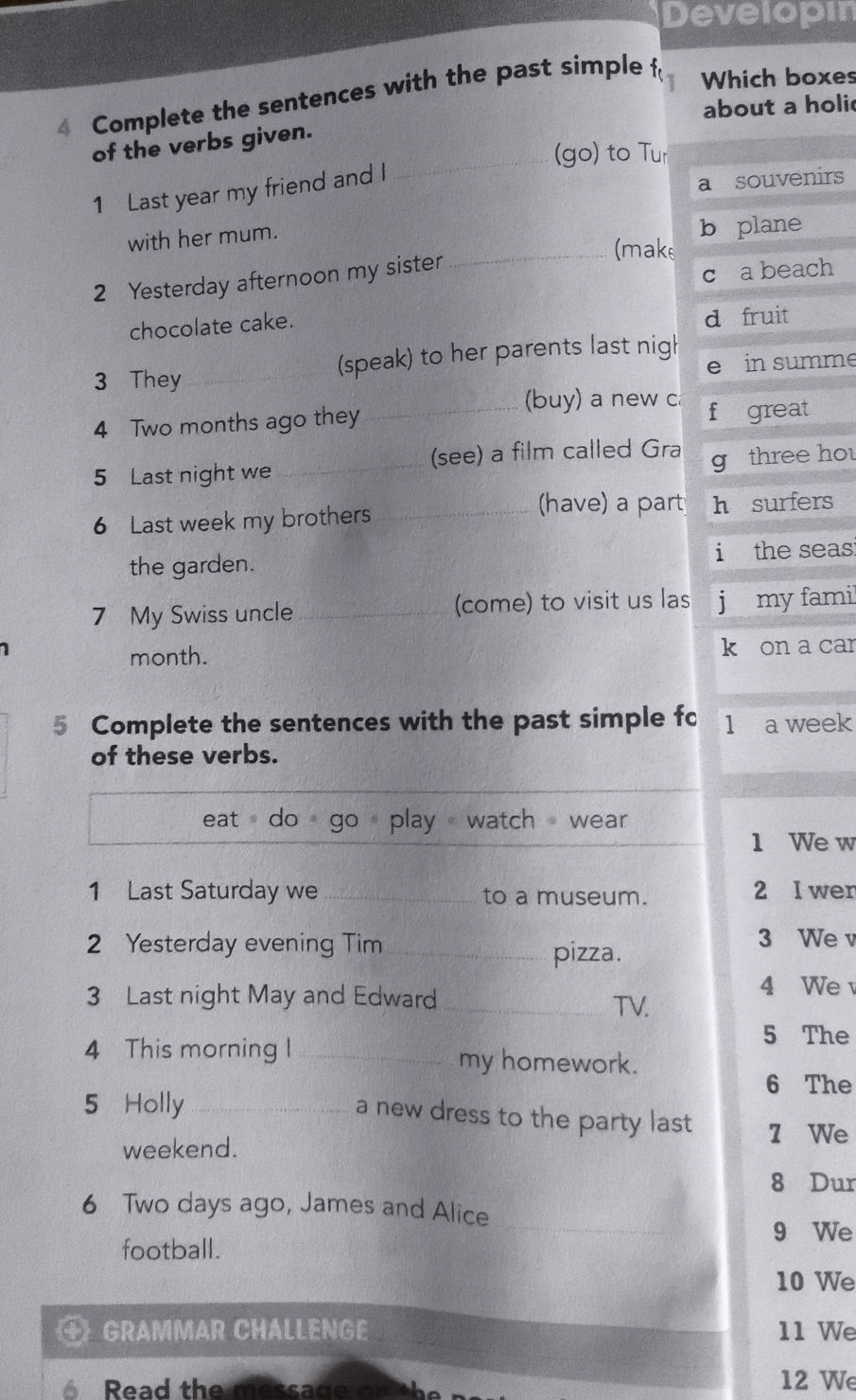 4 Complete the sentences with the past | StudyX
