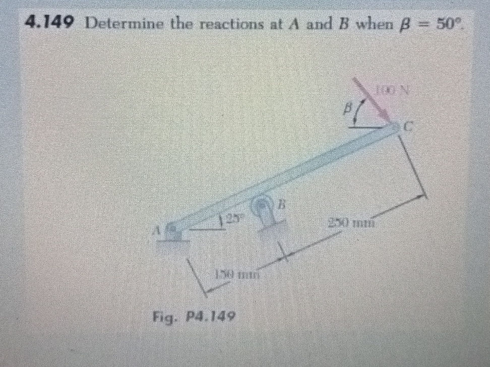 4.149 Determine the reactions at A and B | StudyX