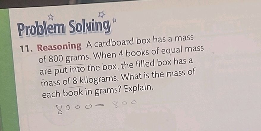 Reasoning A cardboard box has a mass of 800 | StudyX