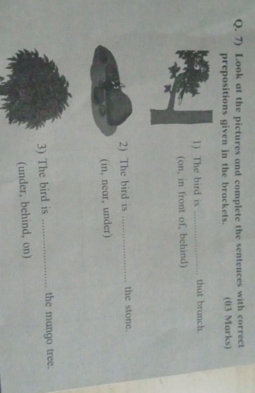 Q. 7) Look at the pictures and complete the | StudyX