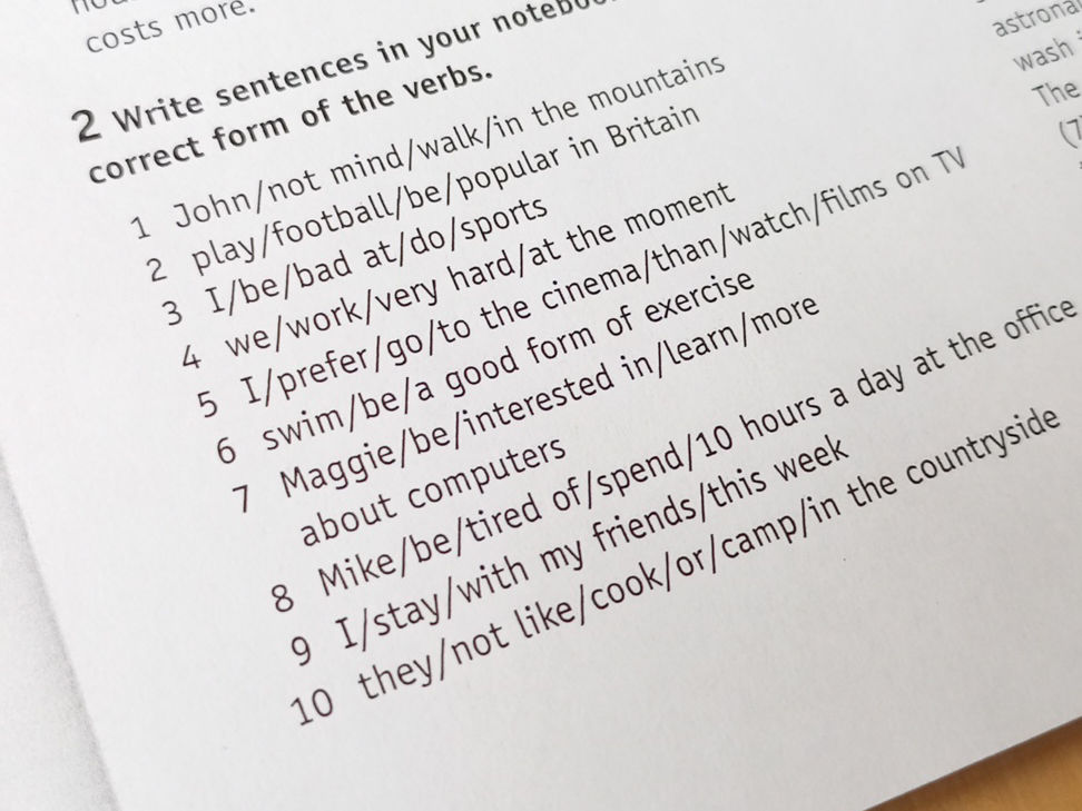Writing Notebook Form 2 Write sentences in your notebook. correct