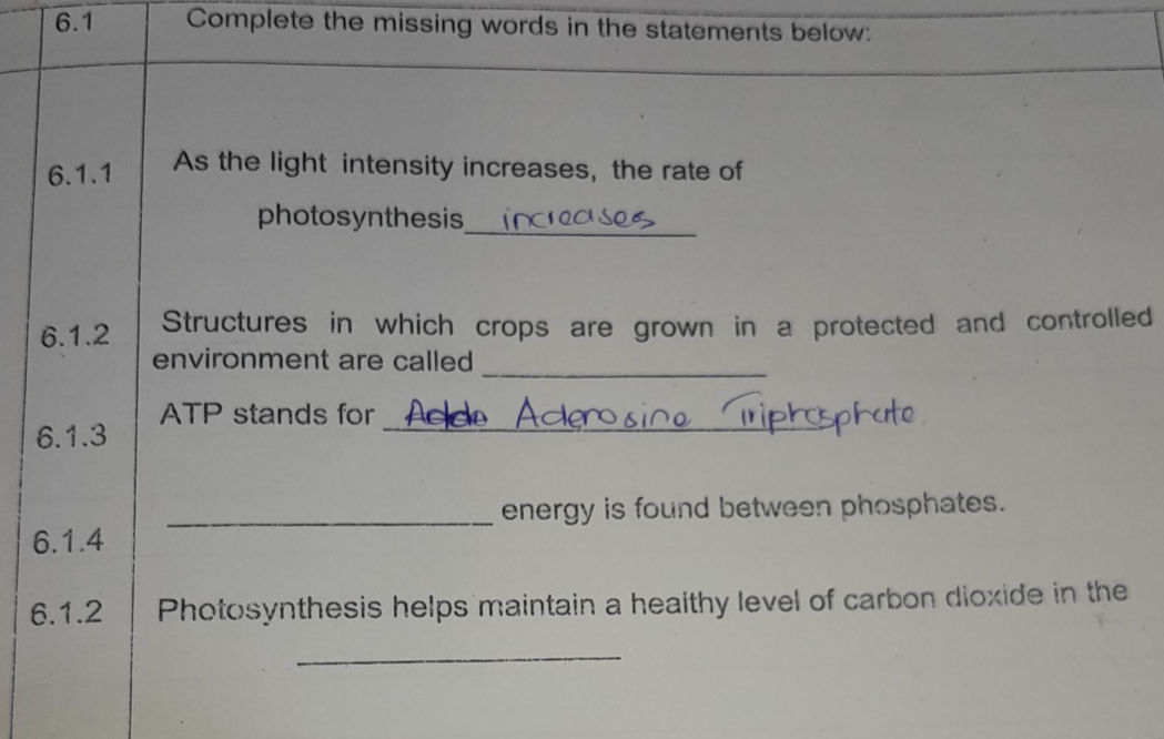 6.1 Complete the missing words in the | StudyX