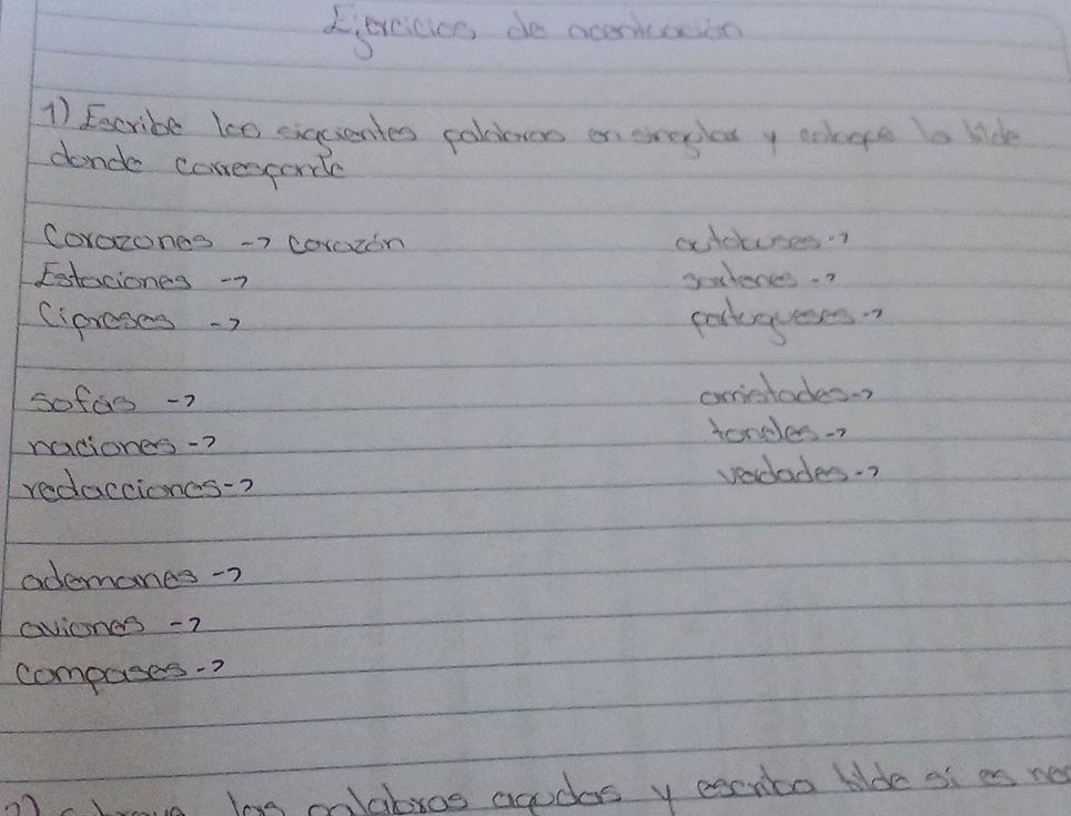 1) Escribe los siguientes palabras en | StudyX